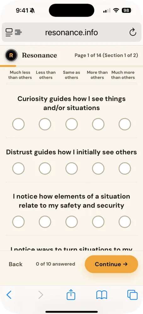 A page of the Lens survey