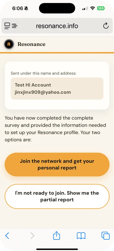 The end-of-survey screen with the Join the Network button