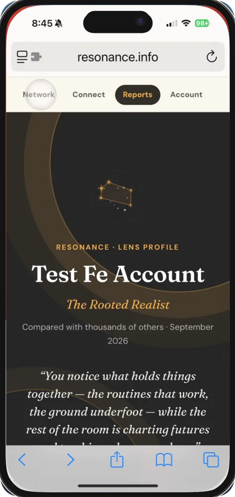 A personal Lens profile report